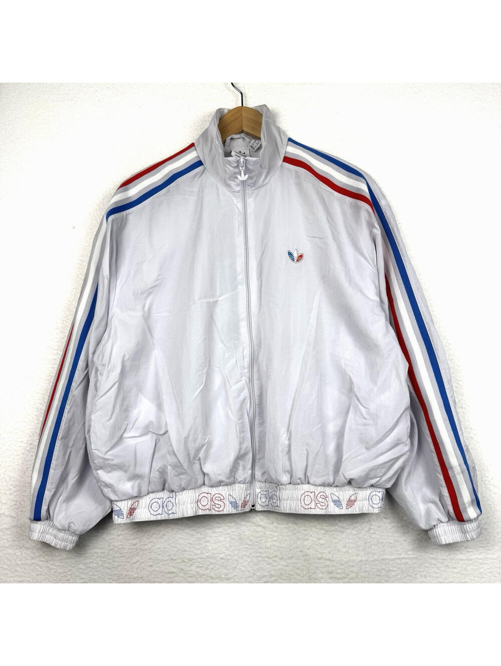 VTG Adidas Womens Medium Japona Track Jacket Tricolor Striped Windbreaker RARE